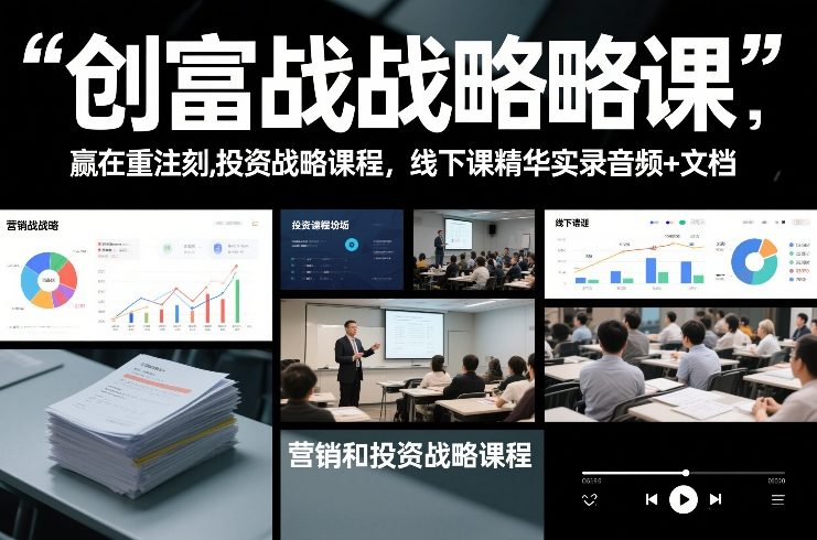 创富战略课，赢在重注时刻，营销和投资战略课程，线下课精华实录音频+文档-副业宝典