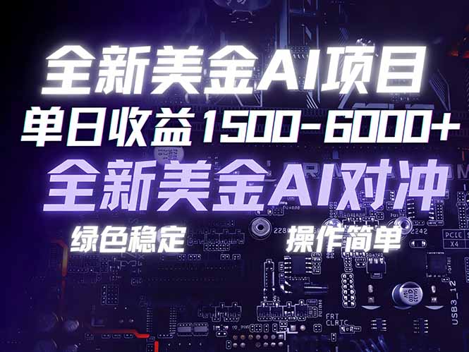 美金AI对冲项目，日入1500-6000+，绿色稳定，操作简单，创业副业首选，可批量放大-副业宝典