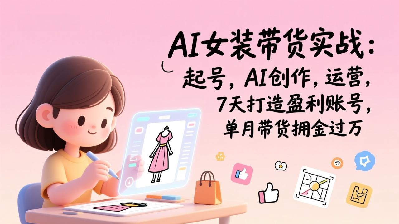 AI女装带货实战：起号，AI创作，运营，7天打造盈利账号，单月带货佣金过万-副业宝典