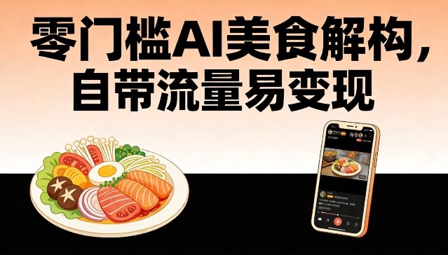 零门槛AI美食解构，自带流量易变现-副业宝典