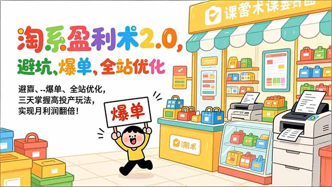 淘系盈利术2.0，避坑、爆单、全站优化，三天掌握高投产玩法，实现月利润翻倍！-副业宝典
