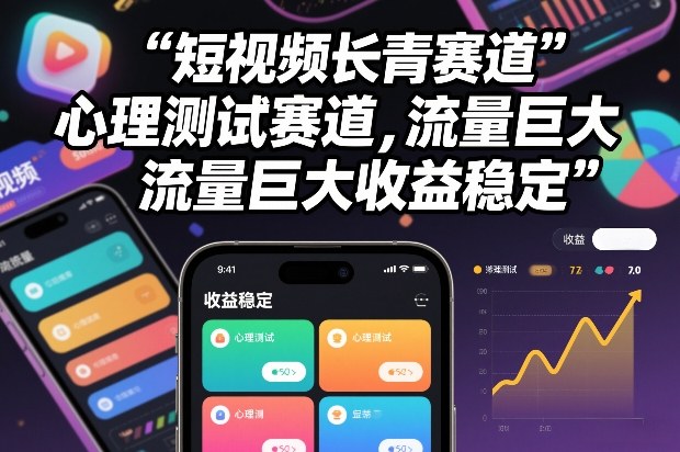 短视频长青赛道，心里测试赛道，流量巨大，收益稳定-副业宝典