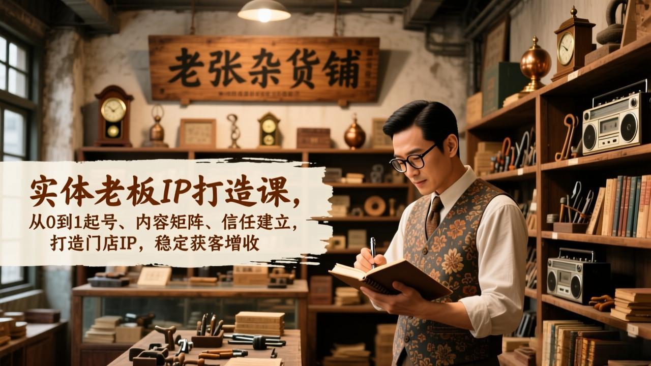 实体老板IP打造课，从0到1起号、内容矩阵、信任建立，打造门店IP，稳定获客增收-副业宝典