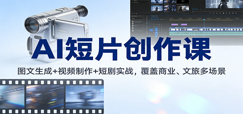 AI短片创作课：图文生成+ 视频制作+短剧实战，覆盖商业、 文旅多场景-副业宝典