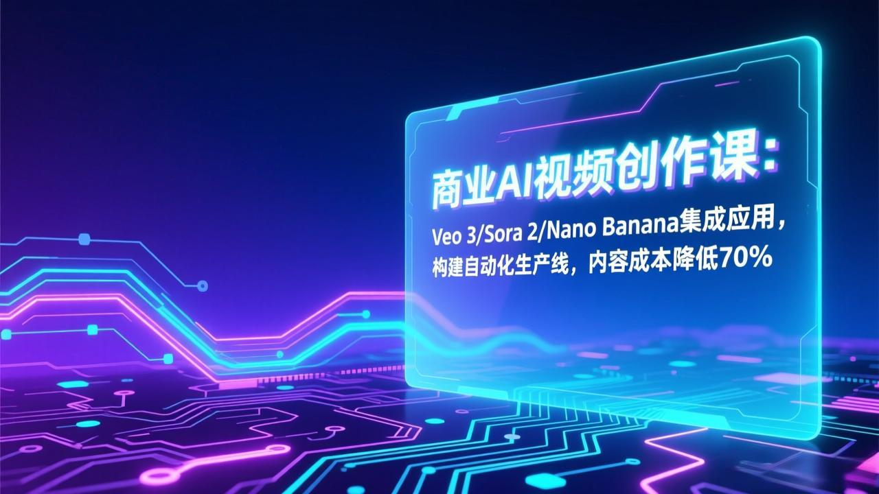商业AI视频创作课：Veo 3/Sora 2/Nano Banana集成应用，构建自动化生产线，内容成本降低70%-副业宝典