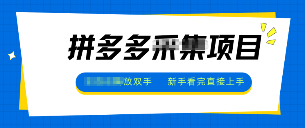 拼多多电商采集，一小时50+，操作简单，零投资-副业宝典
