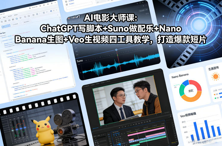 AI电影大师课：ChatGPT写脚本+Suno做配乐+Nano Banana生图+Veo生视频，打造爆款短片-副业宝典