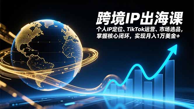 跨境IP出海课，个人IP定位、TikTok运营、市场选品，掌握核心闭环，实现月入1万美金+-副业宝典