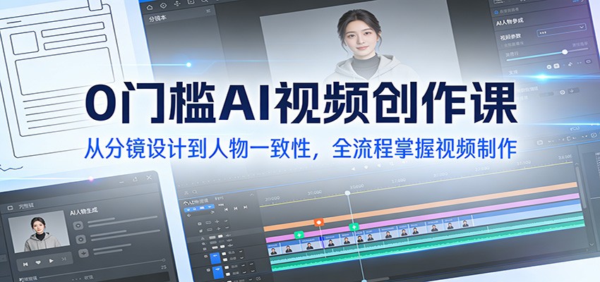 0门槛AI视频创作课：从分镜设计到人物一致性，全流程掌握视频制作-副业宝典
