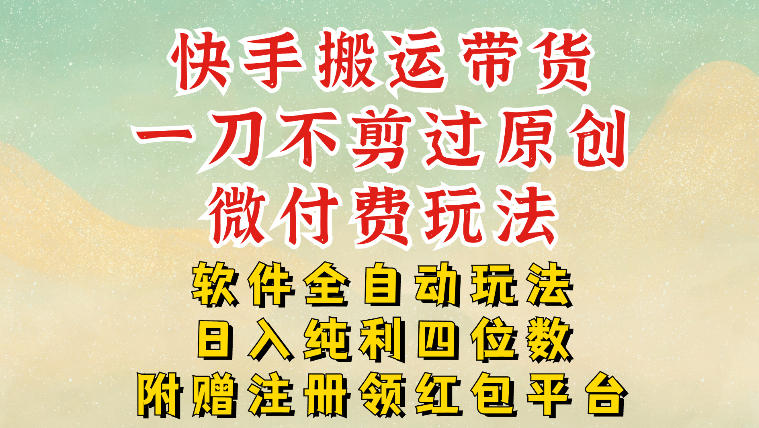 快手搬运带货，一刀不剪过原创，微付费玩法，软件全自动玩法，日入纯利四位数【揭秘】-副业宝典