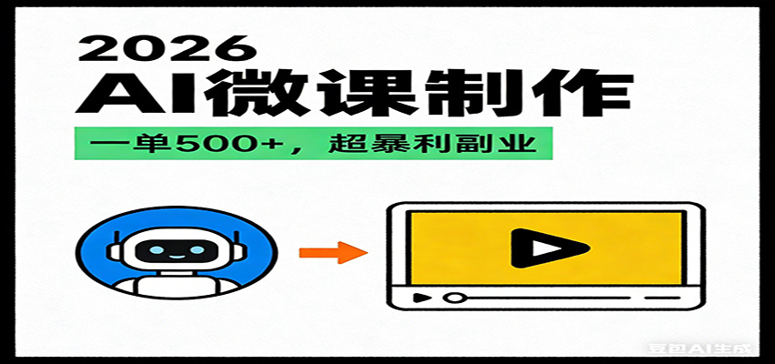 2026AI 风口最稳副业：微课代写制作，一单 500+，人人可做的蓝海项目-副业宝典